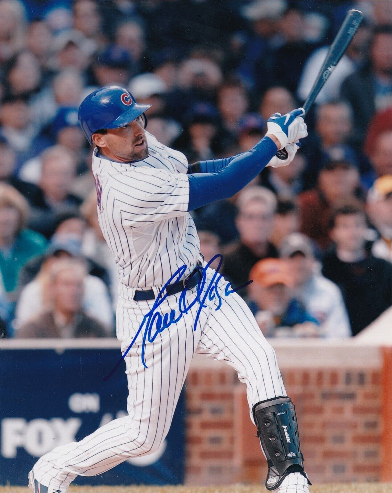 MARK DEROSA CHICAGO CUBS ACTION SIGNED 8x10