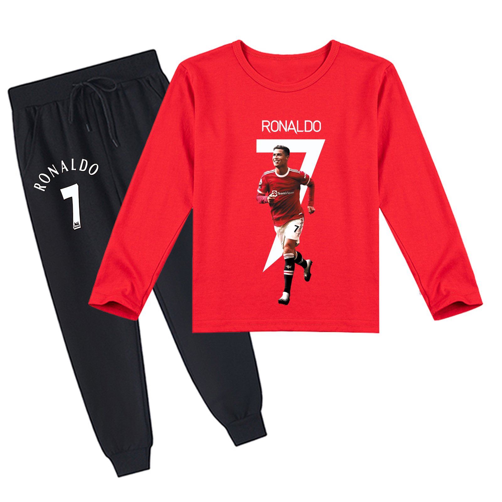 Mayoulove Kids' Cristiano Ronaldo Long Sleeve T-Shirt Set - Perfect for Boys  Girls, Soccer Fan Gear-Mayoulove