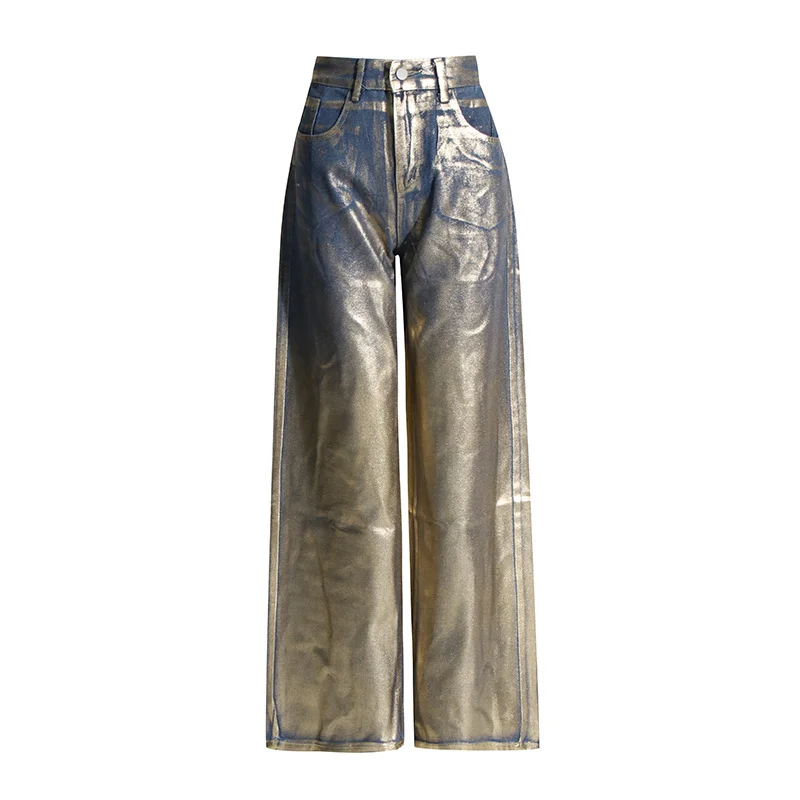 Zingj 2025 Summer Fashion New Trend Personality Design Hot High-Waist Loose-Legged Casual Jeans Women