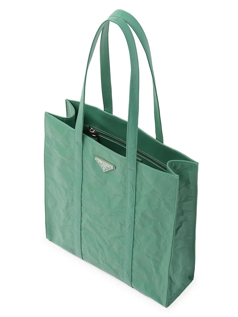 Prada Small Antique Nappa Leather Tote Bag GREEN