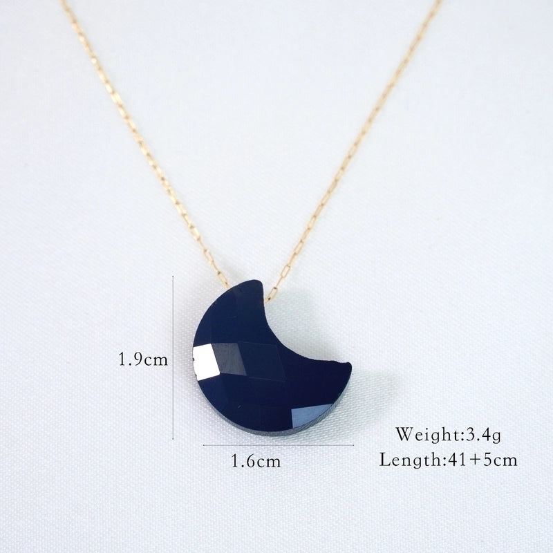 Minimalist Moon Natural Stone Titanium Steel Necklace In Bulk