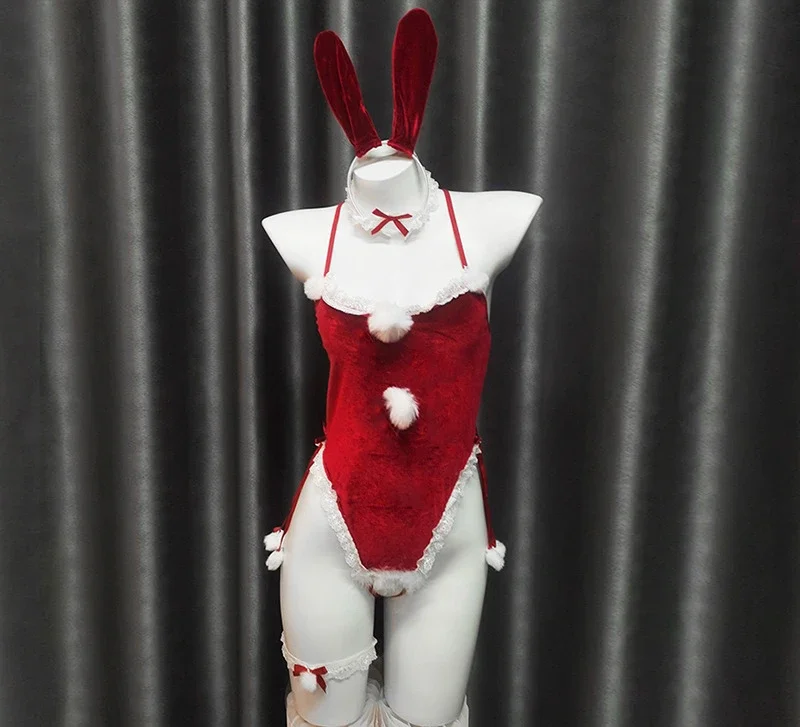 [Wetrose] In Stock Christmas Sexy Lingrie Bunny Girl Lace Bodysuit Costume Outfit