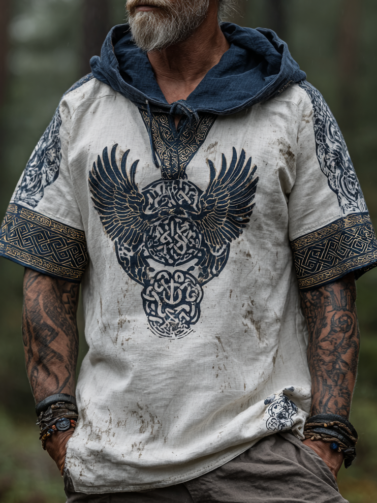 Men's Viking Inspired Odin Raven Short Sleeve Hoodie / Rvogue / Rvogue