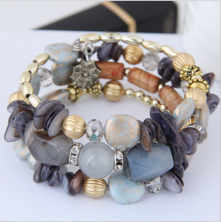 Ladies Retro Tassel Round Bead Creative Multilayer Bracelet