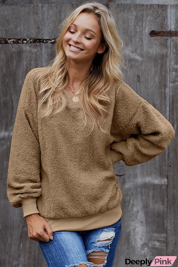 Fashion Khaki Terry Thread Cashmere Sweatshirt