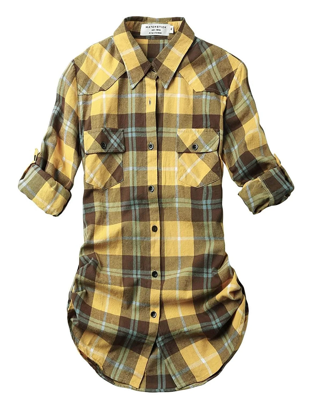 Women's Long Sleeve Flannel Plaid Shirt Slim fit, button up long sleeves