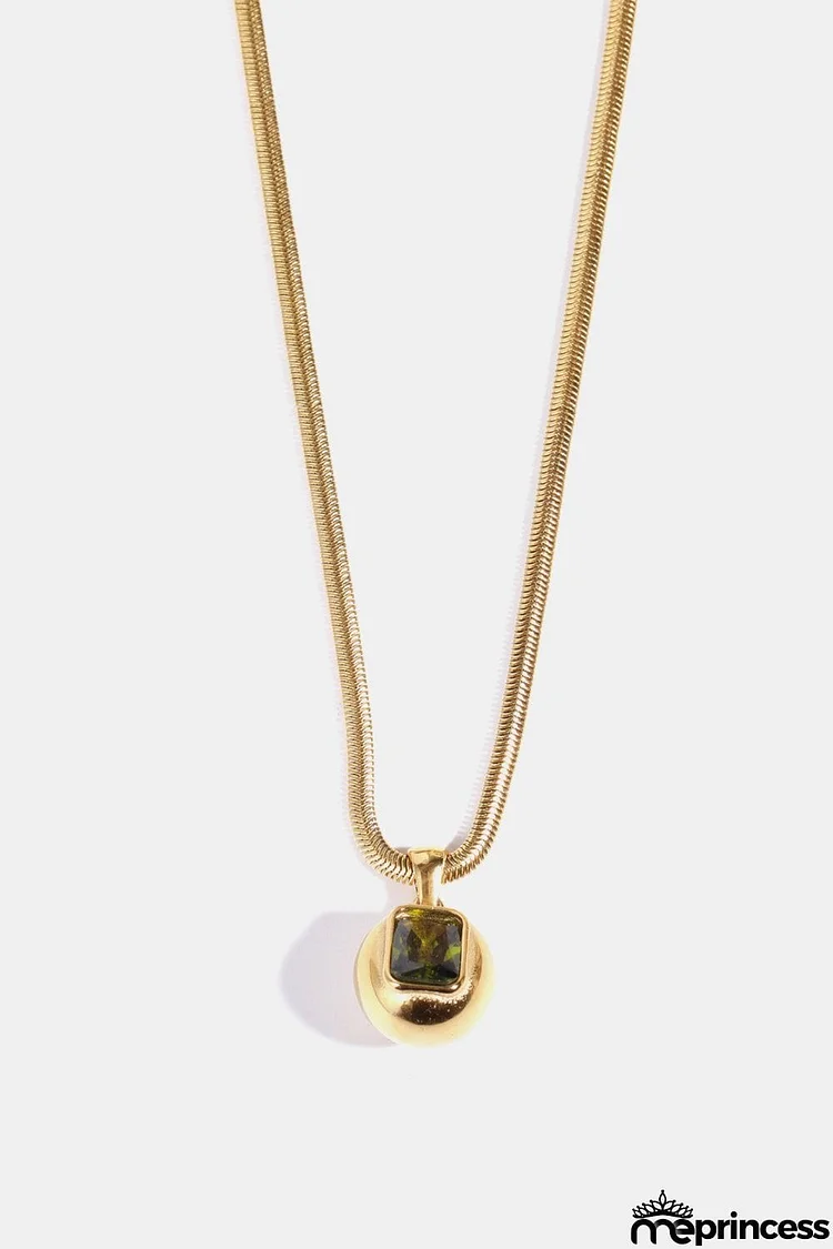 Zircon 18K Gold-Plated Geometrical Shape Pendant Necklace