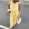 Women's Elegant Casual Sleeveless Ruffle Hem Top High-Waisted Pants Suits