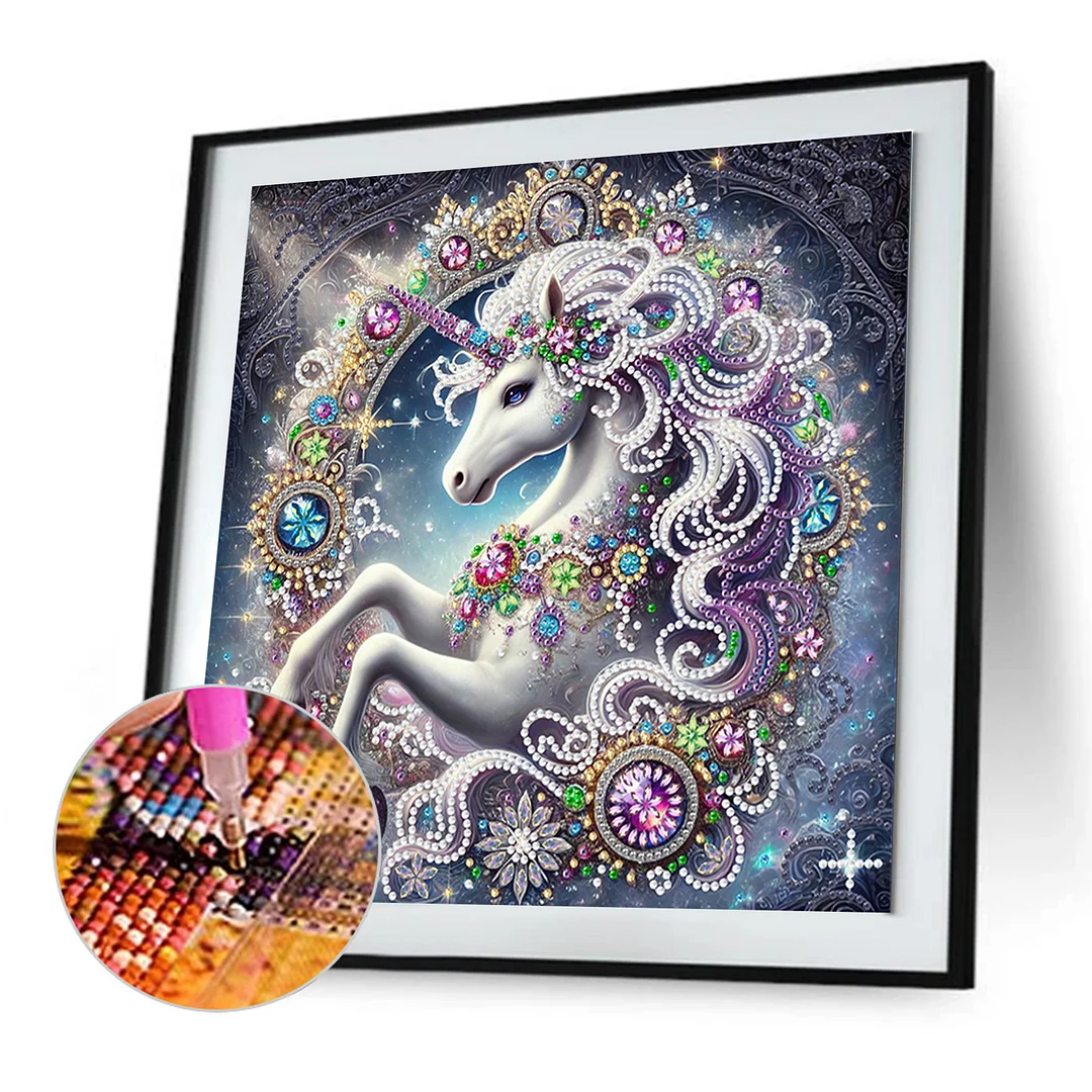 Cartoon Unicorn - Diamond Painting - Partial Special Shaped Drill(Canvas|30*30cm)