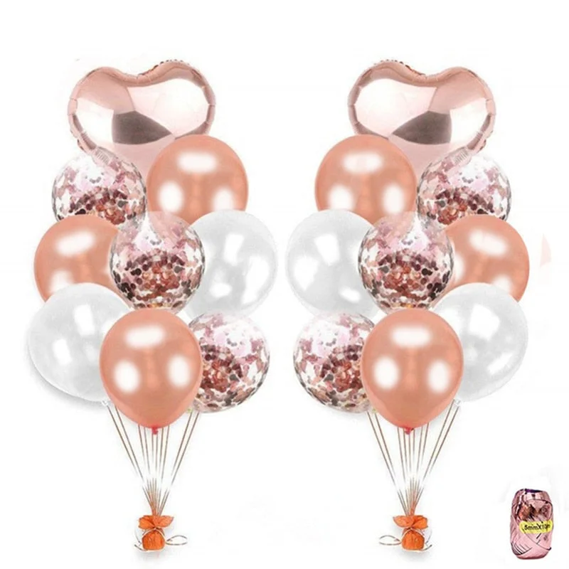 21pcs Rose Gold Mixed Balloons Wedding Birthday Decoration Baby Shower Boy GIrl Bridal Bachelorette Party DIY Table Supplies