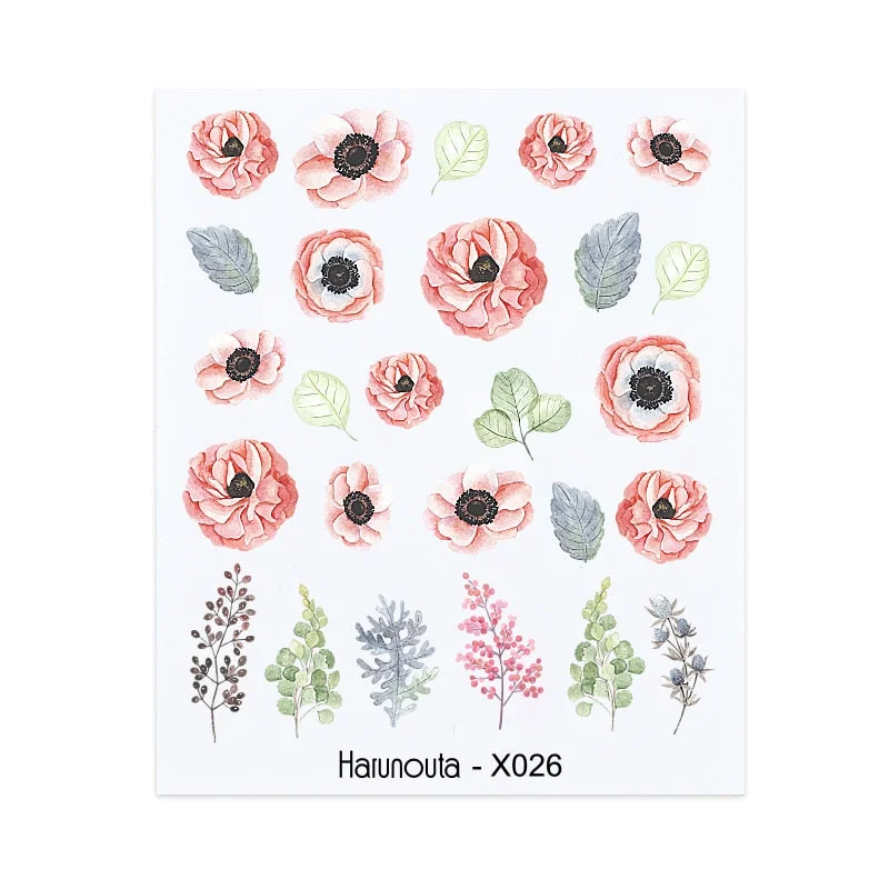 Harunouta Geometry Color Wave Love Heart Pattern Water Decals Stickers Butterfly Dragon Slider For Nails Art Decoration DIY-Nail Inspo