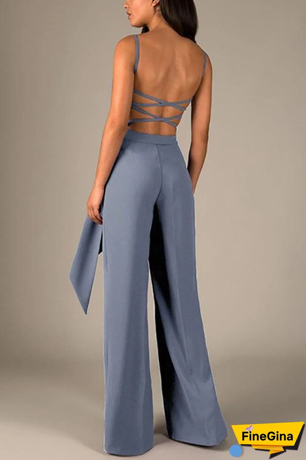 Knot Backless Slip Jumpsuits