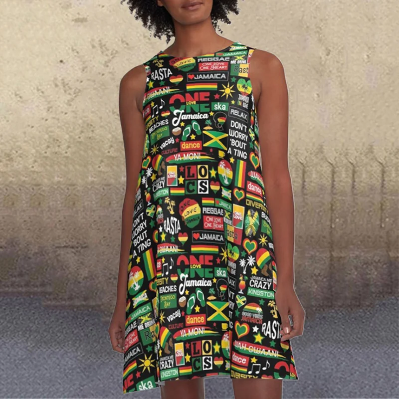 Jamaica One Love Culture Pattern A-Line Mini Dress