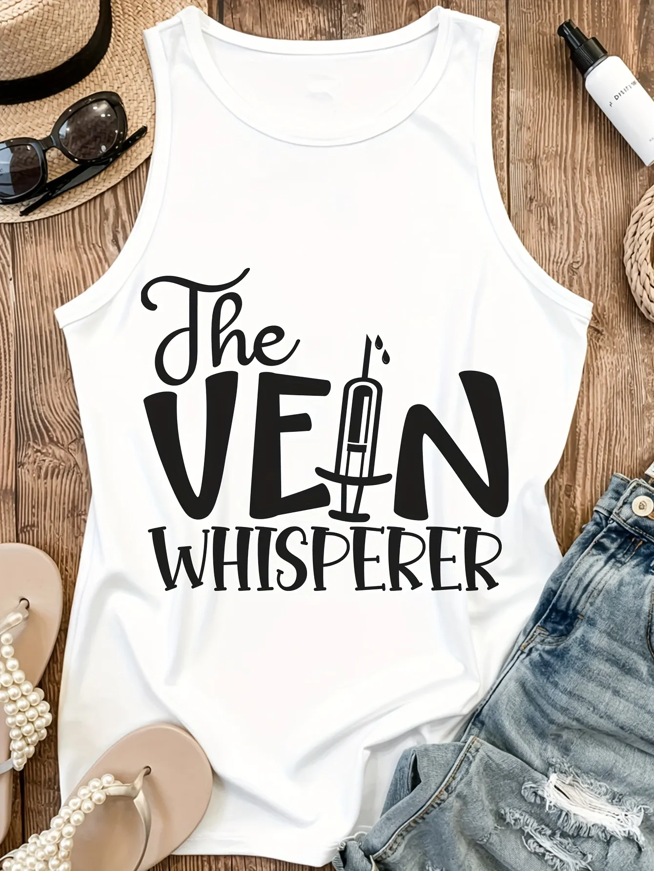 Womens Sleeveless Graphic Tank Top Funny Vein Whisperer Nursing Apparel Lightweight | IFYHOME