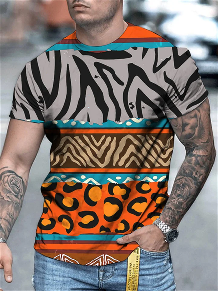 New 3D Floral Digital Printing Street Trend Men's Sports Short-sleeved T-shirt | 168DEAL