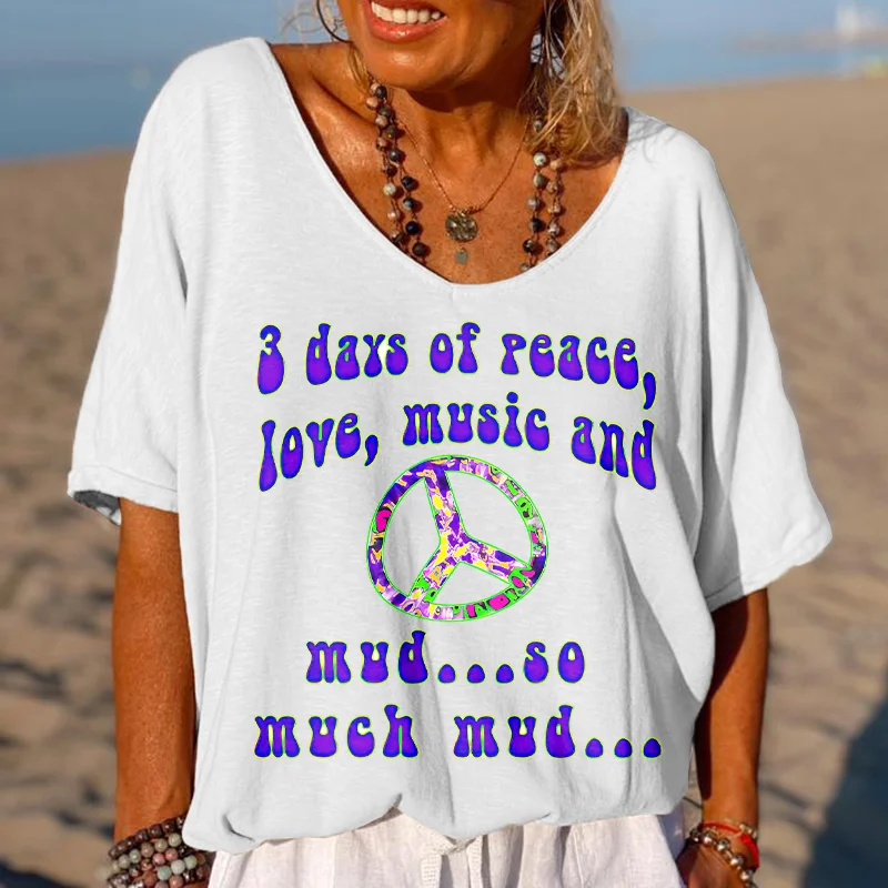 3 Days Of Peace, Love, Music And Mud Render Print Women Tees