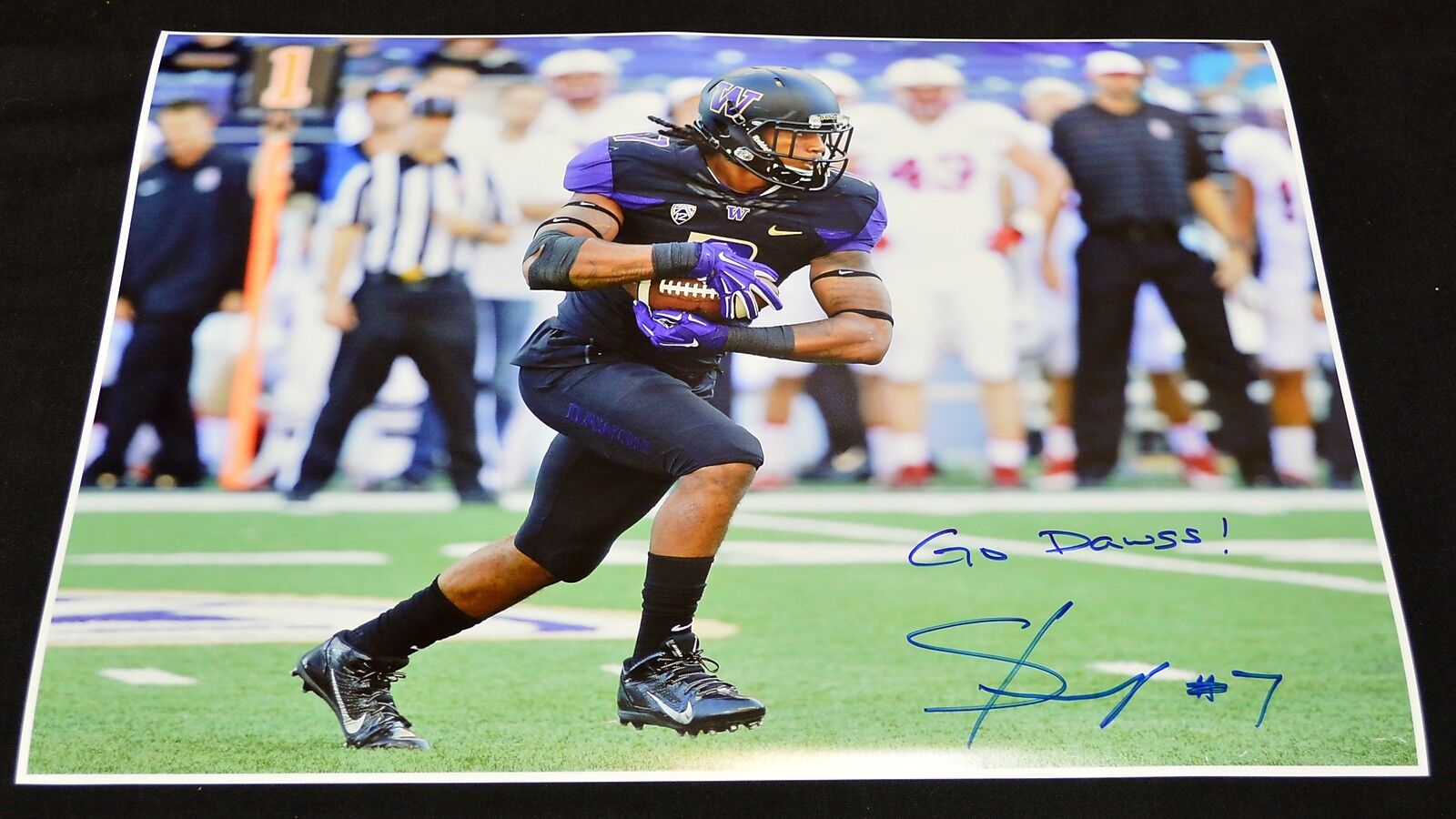 Shaq Thompson 16x20 Photo Poster painting Autographed Signed AUTO INSCR UW Huskies Black Jersey