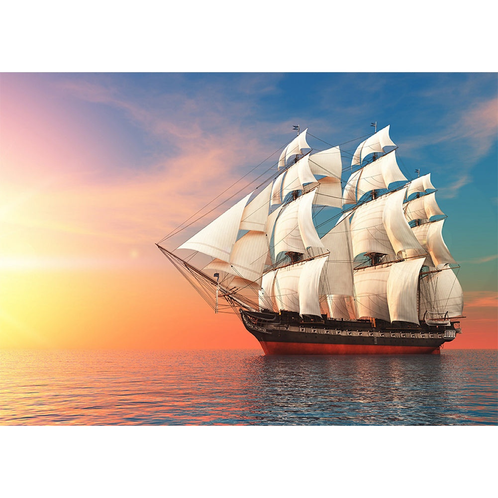 Sailing Ship 40x30CM(Canvas) full round drill diamond painting gbfke