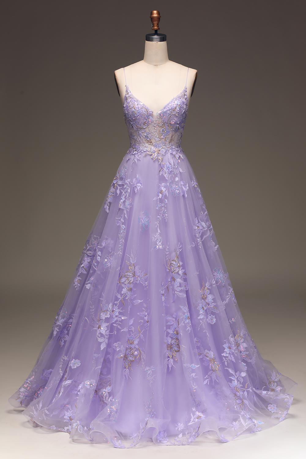 Hellymoon Women Purple Corset Prom Dress A Line Spaghetti Straps Formal ...