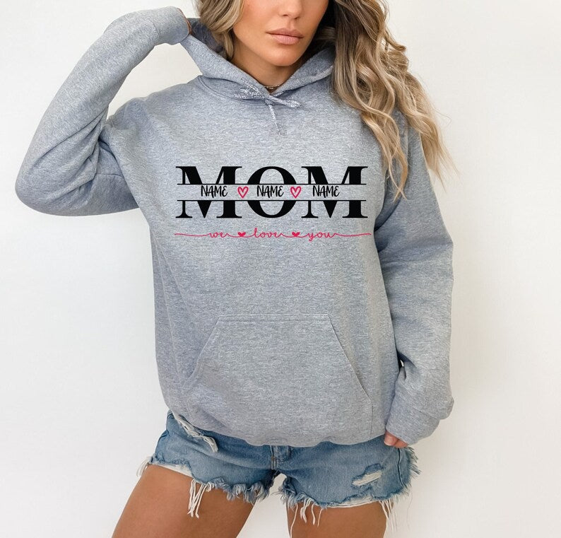 Loveyoufancy Custom Mom Hoodie With Kid's Names,Unisex Hoodie,Mother’s Day Gift