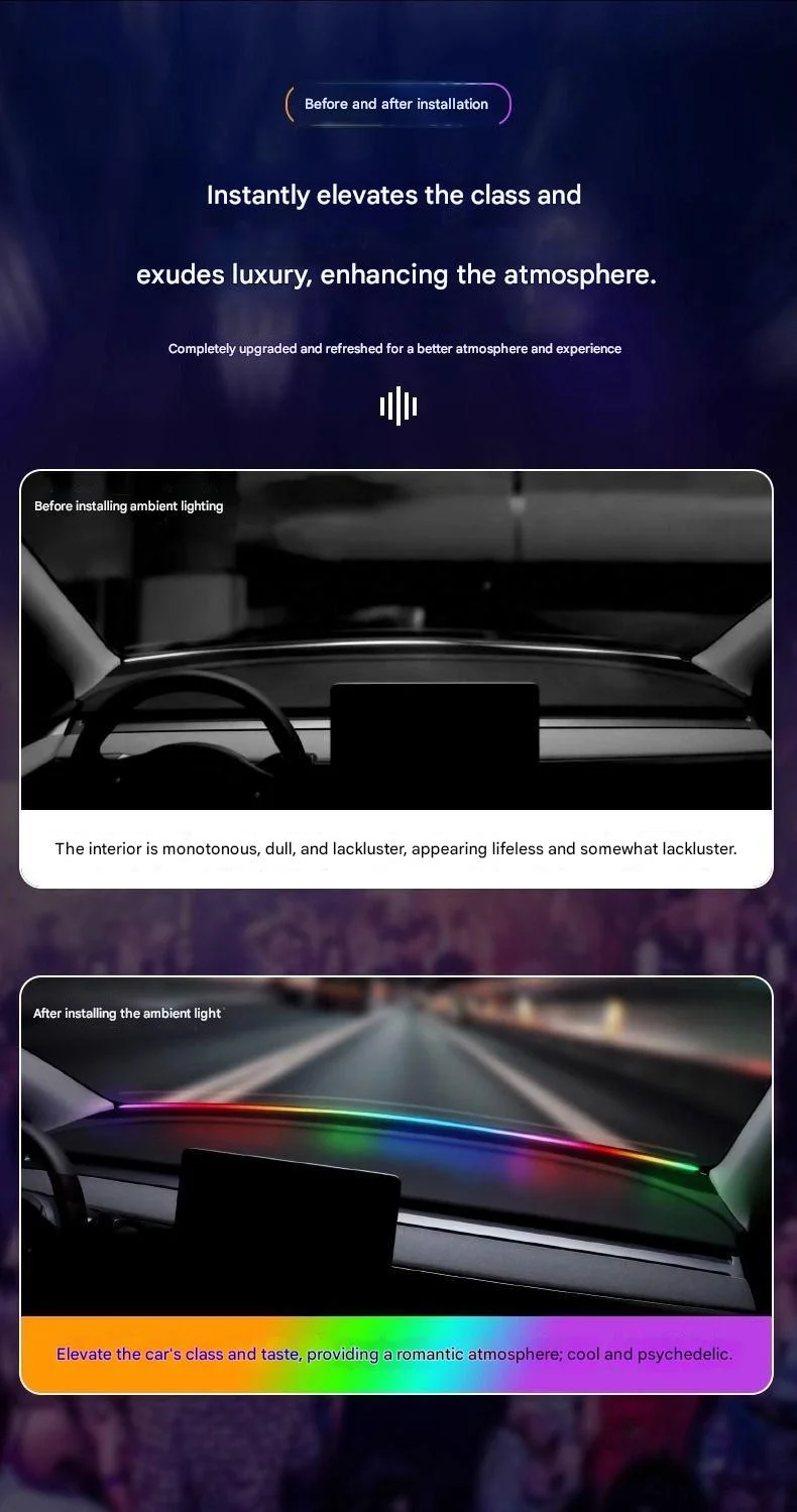 Car dashboard ambient light strip modification