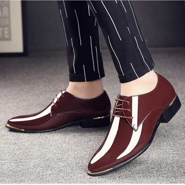 2019 Newly Men's Quality Patent Leather Shoes White Wedding Business Shoes - VSMEE