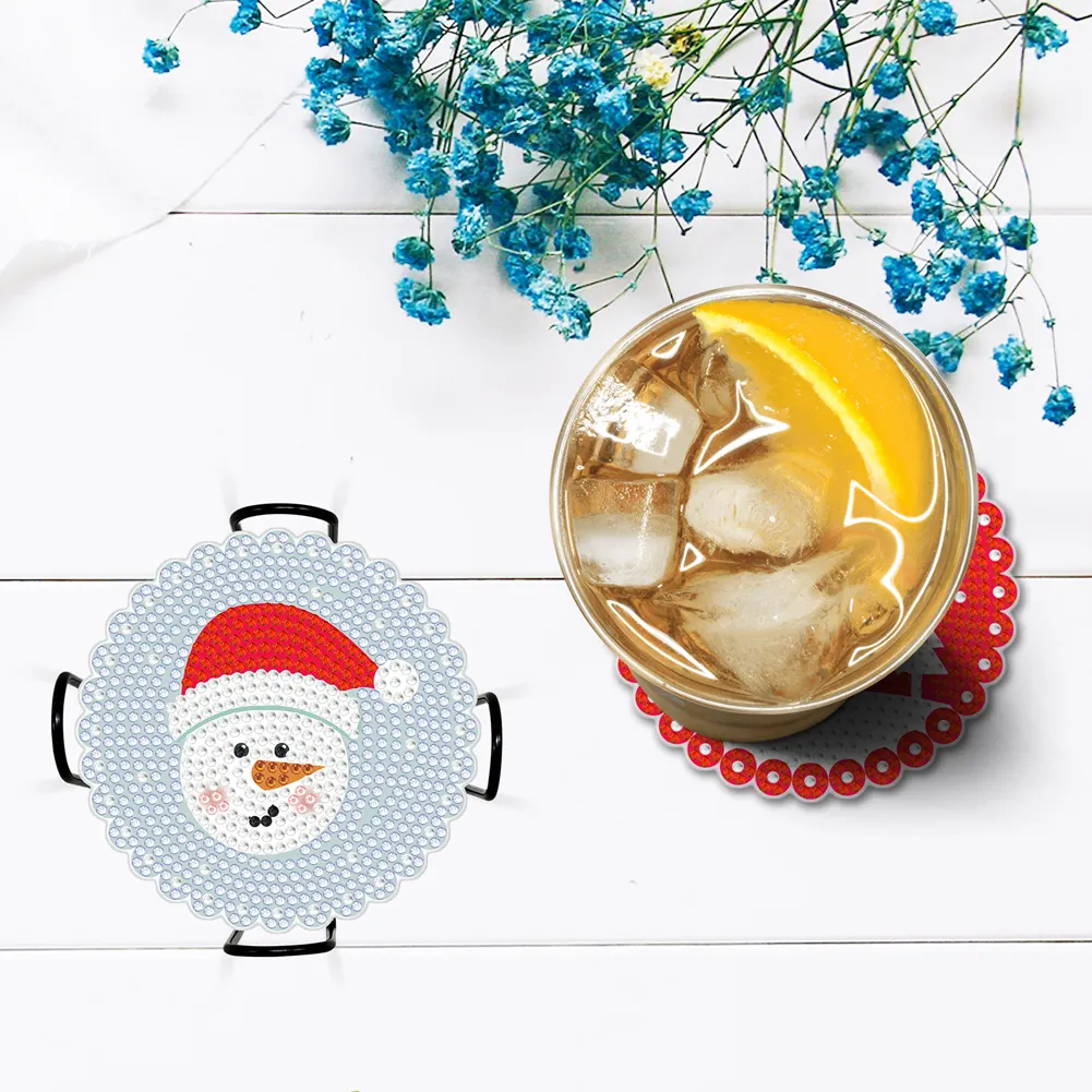 DIY Acrylic Diamond Coaster Set Christmas Style (8 Piece Set 1 Rack)