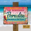 Beach Welcome To Paradise Custom Classic Metal Signs, Beach Gift, Beach Decorations