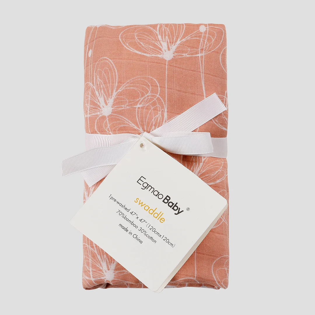 Egmao Baby Bamboo Muslin Swaddle Blanket - Red Dandelion