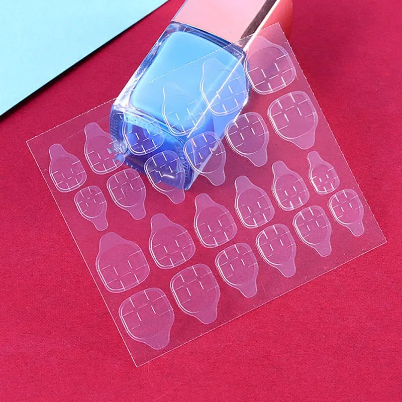 DIY Nail Art accessories Double-sided Adhesive Transparent Invisible finger Nail Stickers Clip Decals Press On False Nail Tools-Nail Inspo