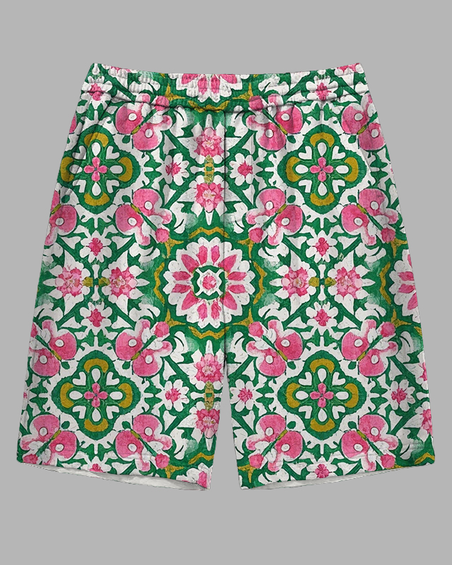 Big Men's Retro Fashion Regular Floral All Over Printed Casual Shorts