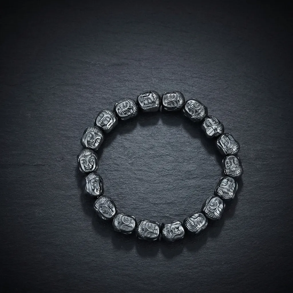JiStones Zen Buddha Head Bracelet - Premium Stainless Steel Vintage Zen Black