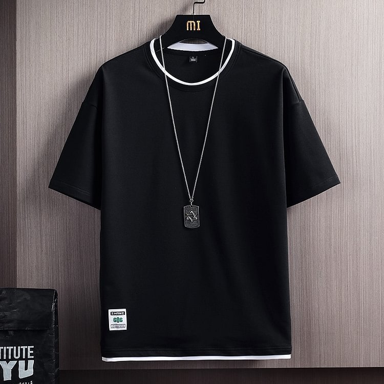 Summer Mens Casual T-Shirts New Male Solid Color Short 