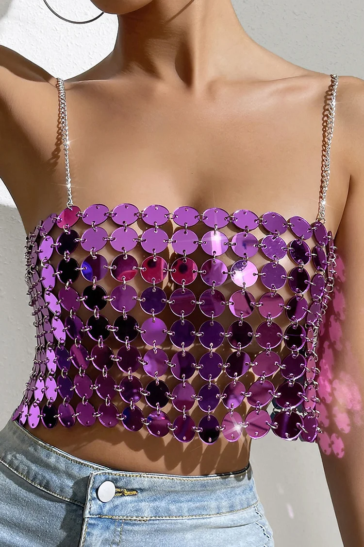 Party Chain Cami See-Through Acrylic Vest - Purple