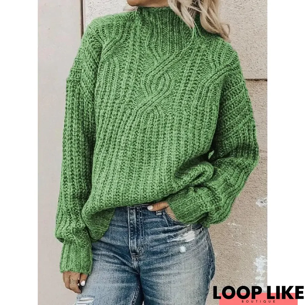 Casual Plus Size Turtleneck Sweater Pullover