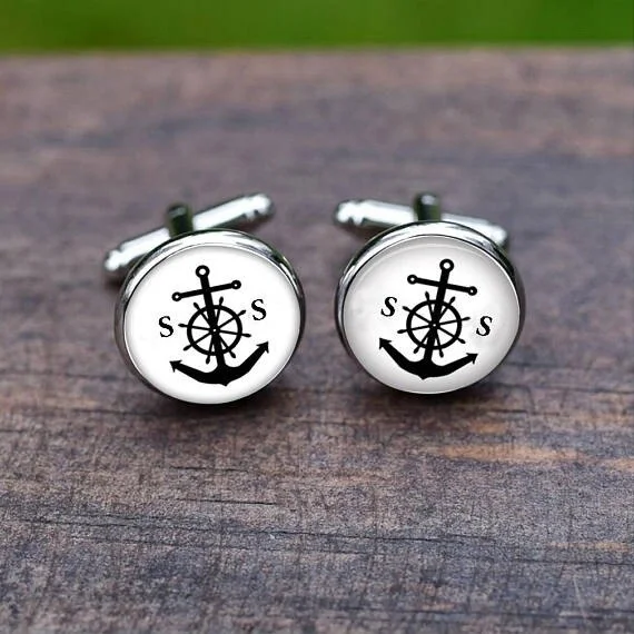 Personality Anchor and Rudder Cufflinks Occident Fashion Men and Women's French Shirt Cuff Buttons Party Banquet Accessories