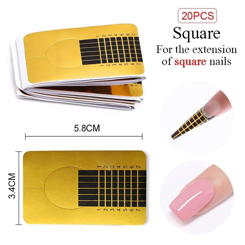 20Pcs Professional Nail Forms Nail  Extension Forms Women Salon  French Acrylic Nail Sticker Art  Tools