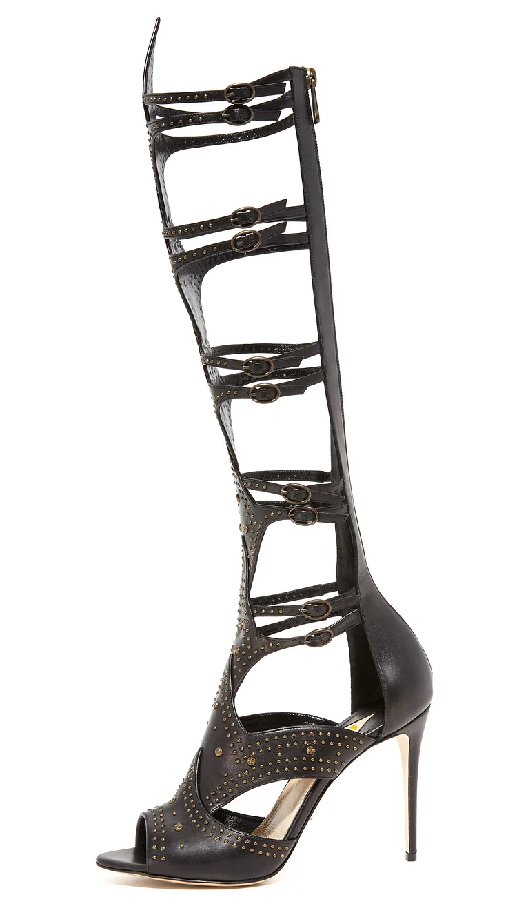 MILLA BLACK LEATHER SANDALS – Monika Chiang