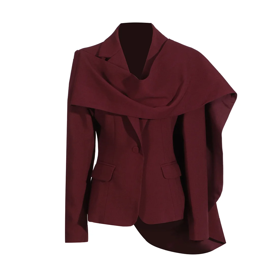 Woherb Woherb Trend Retro Ancola Infrared Set Autumn 2024 New Shawl Design Suit Collar Waist Small Suit-Outfit Ideas