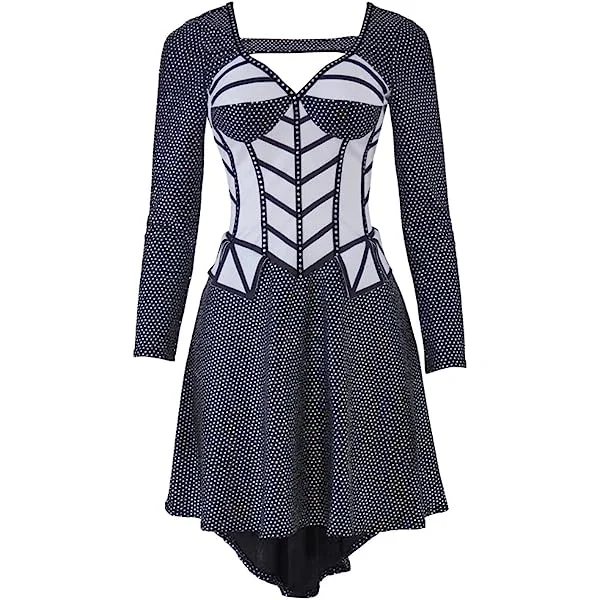 Women's Six the Musical Cosplay Jane Seymour Costume Black-Rimmed Dress