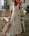 Holiday Maxi Dresses Casual Half Sleeve Summer Beach Sundress Hawaiian A Line Long Dress