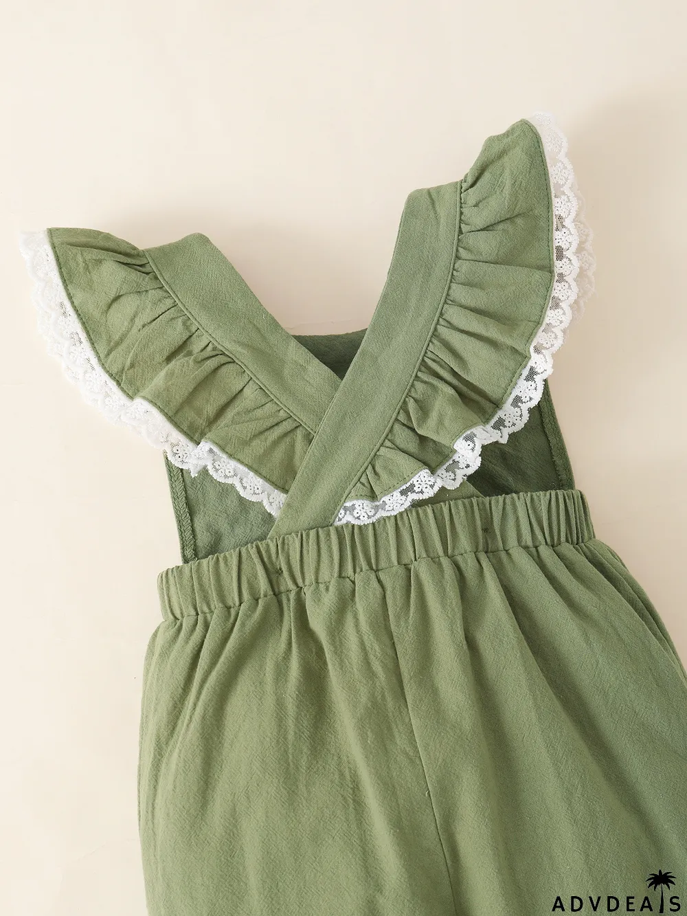 Girl Flying Sleeve Lace Solid Romper