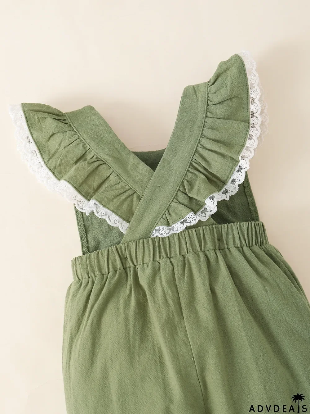 Girl Flying Sleeve Lace Solid Romper