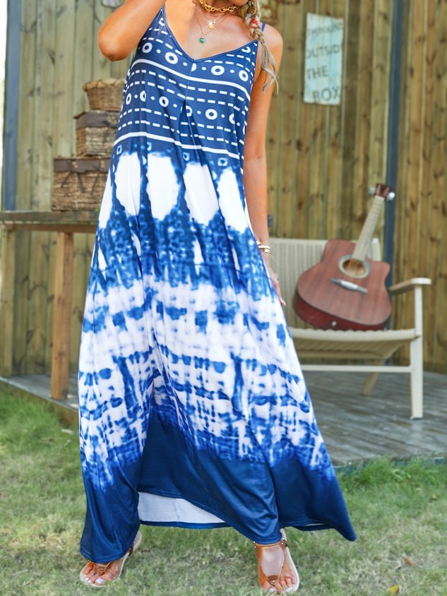 Vintage V Neck A-Line Sleeveless Knitting Dress