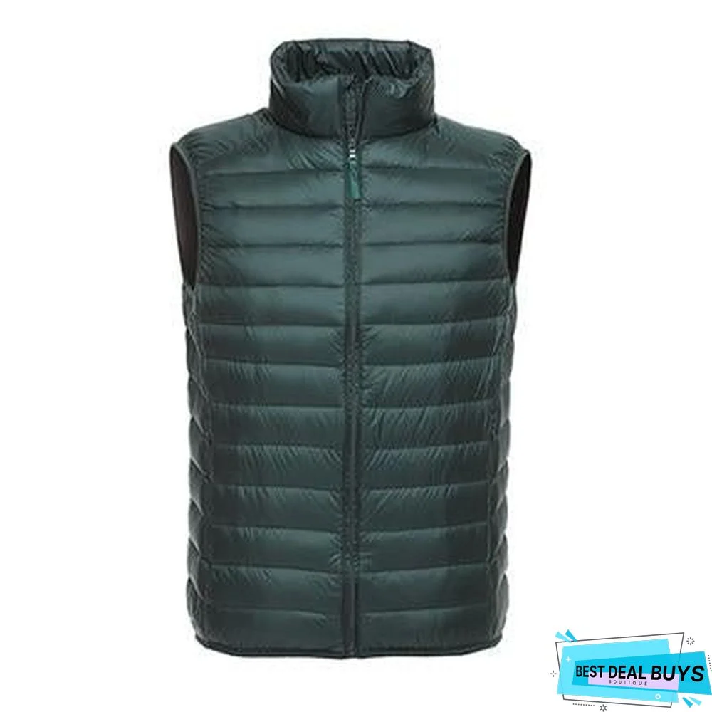 Men's Sleeveless Ultralight 90% White Duck Down Warm Vest Men's Casual Vest Warm Jacket Outwear Waistcoat