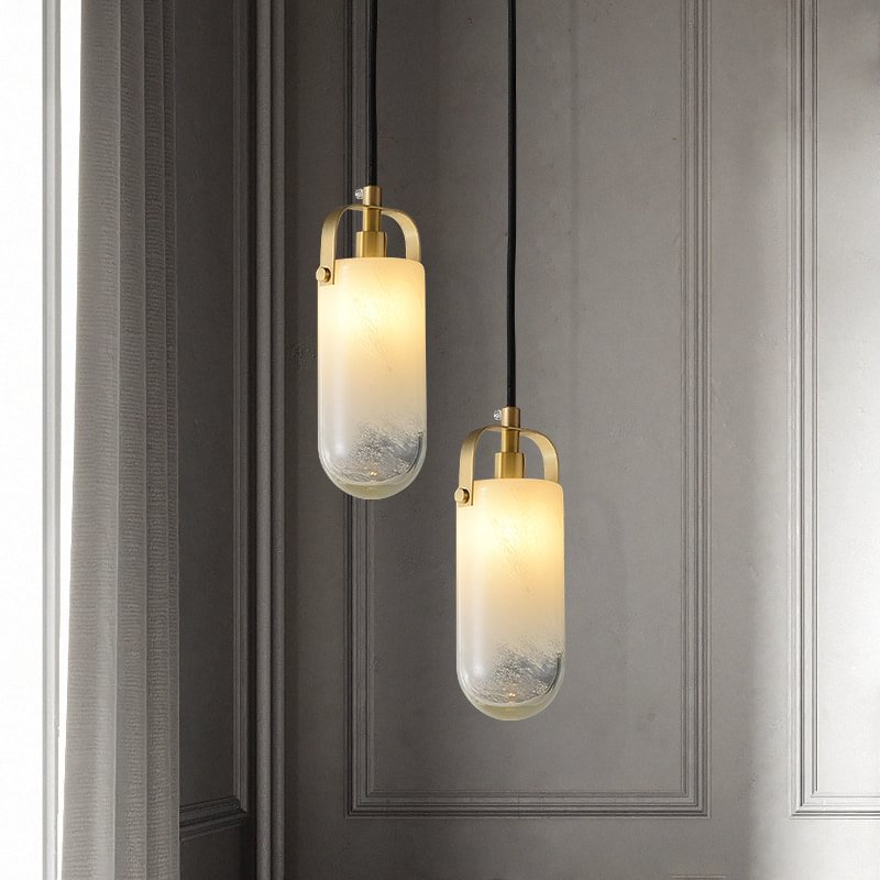 White Shade Pendant in Brass