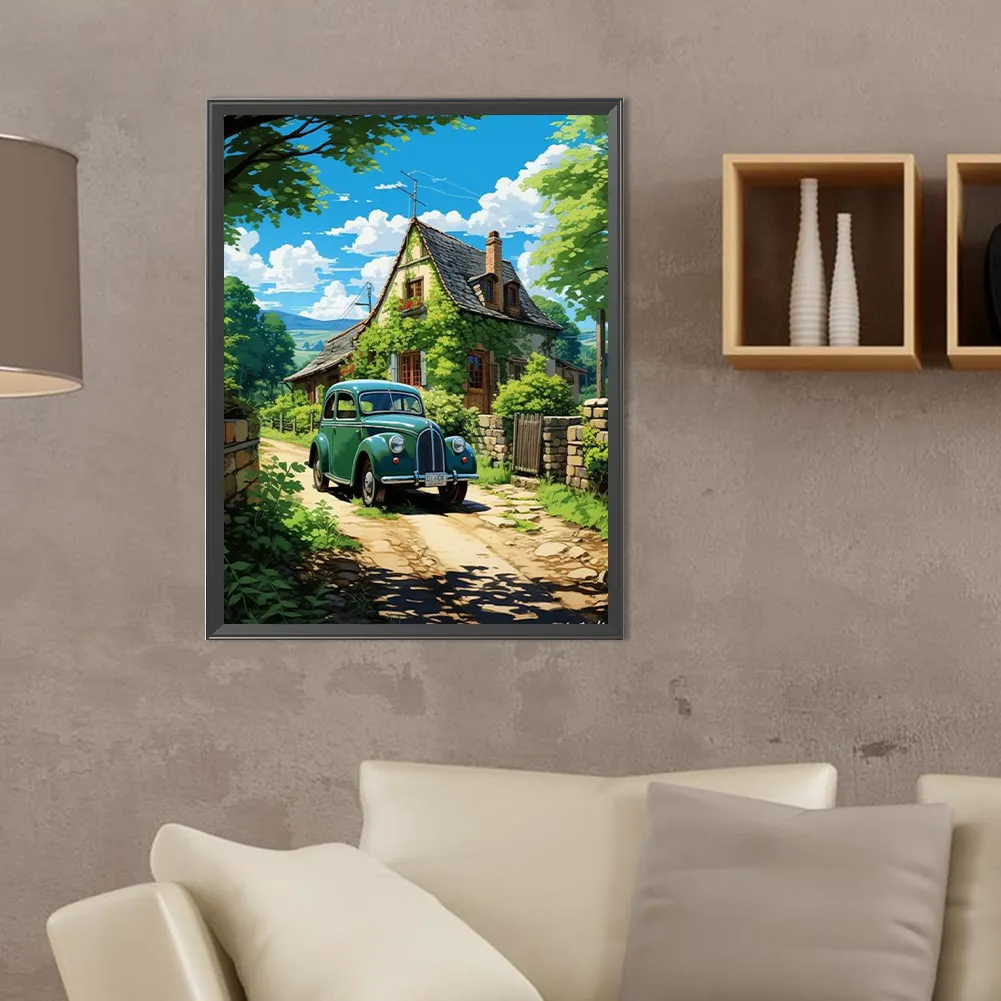 Full Round Diamond Painting 30*40cm - Woods Classic Car