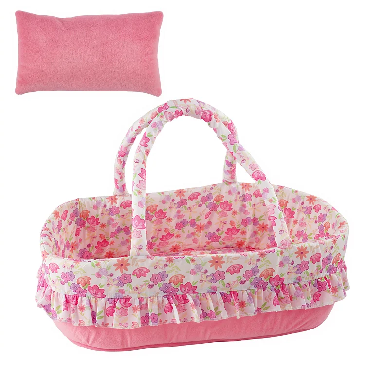  18"- 22" Pink Floral Basket Reborn Baby Doll Accessories Set - Reborndollsshop®-Reborndollsshop®