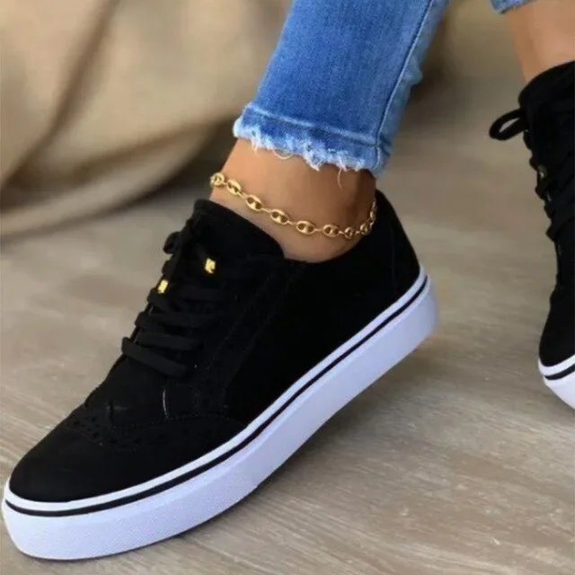 2021 Women Flats Women's Casual Lace Up Shoes Female Platform Suede Footwear Ladies Comforts Breathable Vulcanized Zapatos Mujer