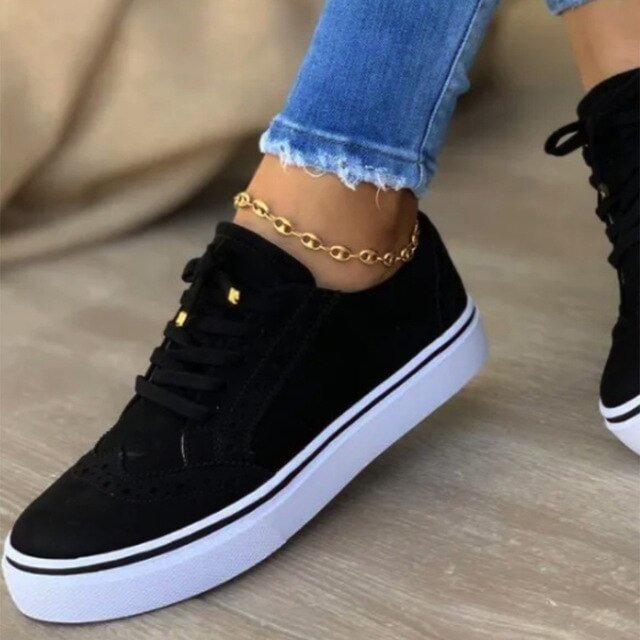 2021 Women Flats Women's Casual Lace Up Shoes Female Platform Suede Footwear Ladies Comforts Breathable Vulcanized Zapatos Mujer